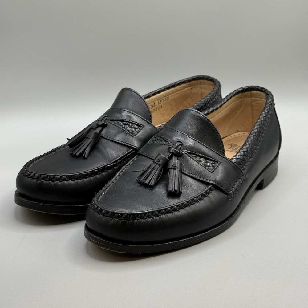 Allen Edmonds Maxfield Black Leather Tassel Loafers Woven Size 9.5 3E Slip On